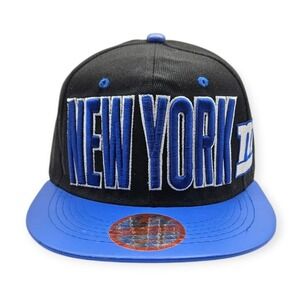 New York Giants Hat Black Blue White Spellout Logo Snapback Cap NFL Football‎